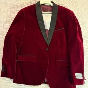 Capucci Mens Velvet Blazer Slim Fit One Button Solid Suit Jacket Sport Coat NEW!